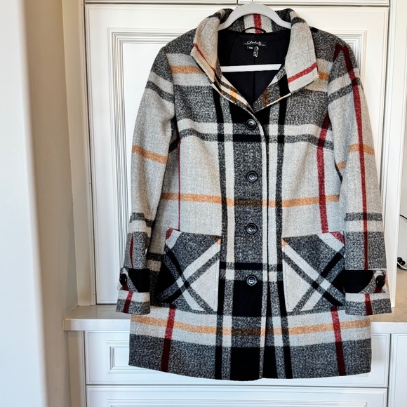 Charlie B Wool Blend Plaid Coat – Size M - Picture 1 of 4